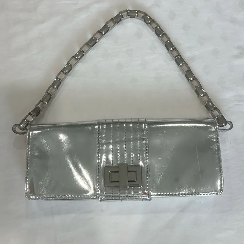 Kooba Penelope silver metallic leather bag